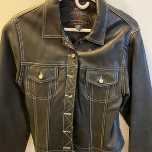 Gap Black Leather Jacket Women's M